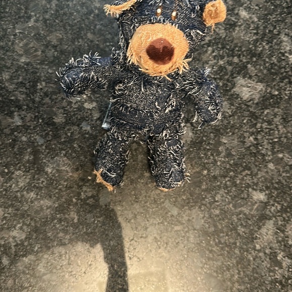 Dog Toy Denim Patchwork Teddy Bear Plush Toy w/squeakers Medium Chew Toy - Picture 8 of 8